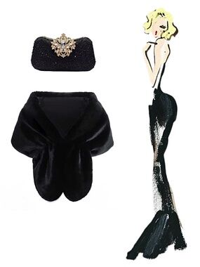 Faux Fur Shawl - Black
